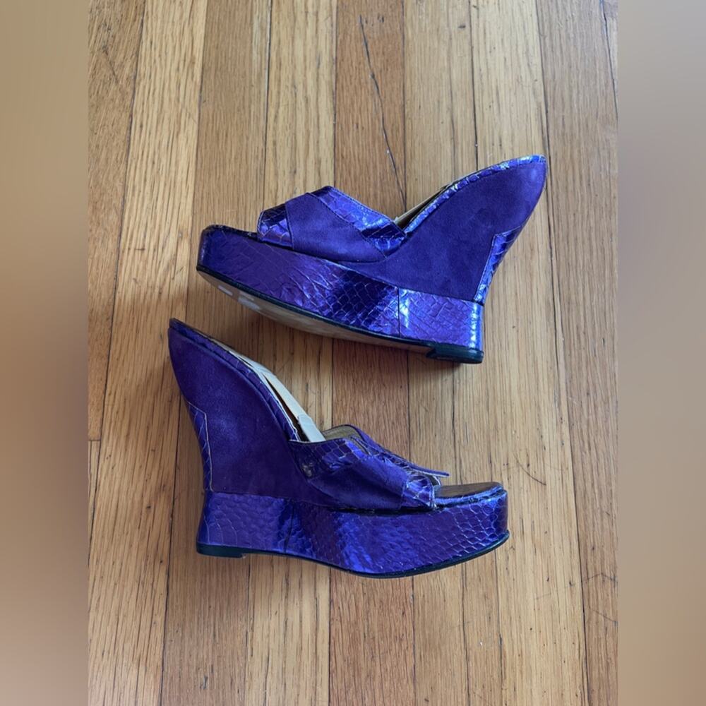 90s Vintage Terry De Havilland Purple Platform Wedge Heel - Picture 6 of 12
